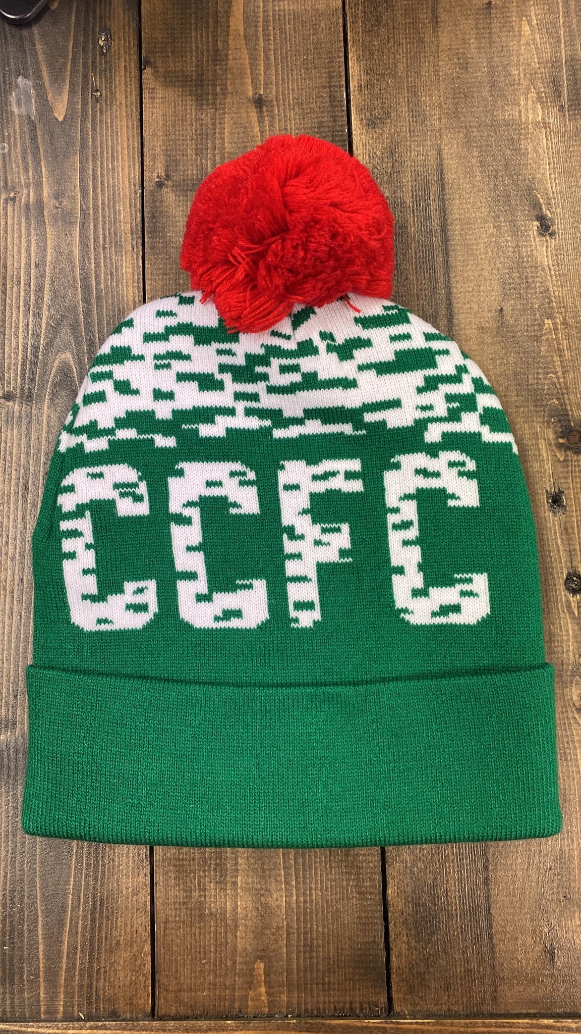 Green Bobble Hat Winter Beanie