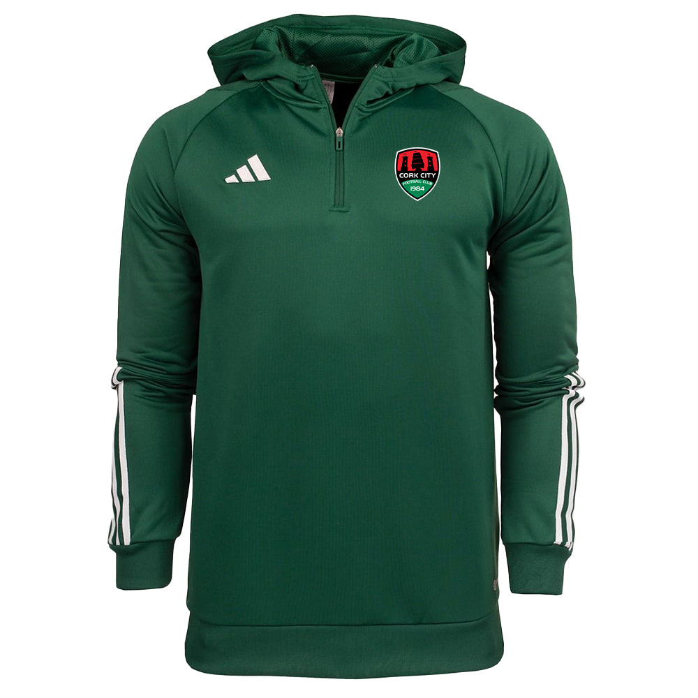 Adidas 23 Green Hooded Quarter Zip Training Top - Adult